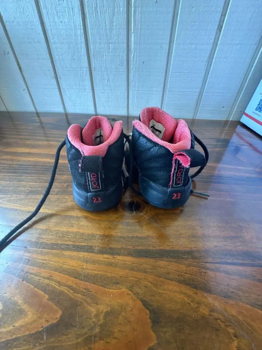 Nike Air Jordan 12 Retro TD Black Siren Pink and Black Infant Toddler Sneakers